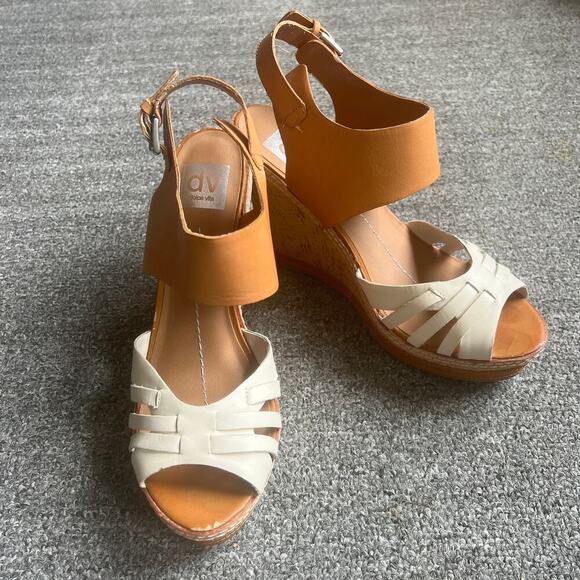 Dolce Vita Cork Wedges Camel & White - Size 10 - Picture 1 of 11